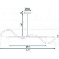 Stropné LED svietidlo CURVE long - 40W - čierne