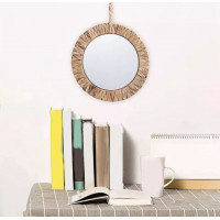 Okrúhle zrkadlo BOHO 35 cm - bambusový rám