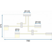 Stropné LED svietidlo HANDY 6 - 45W - čierne/zlaté