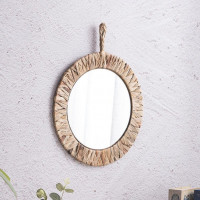 Okrúhle zrkadlo BOHO 35 cm - bambusový rám