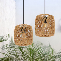 Stropné svietidlo BOHO rope - jutové/čierne