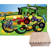 FA LIXEN Drevené puzzle Traktor XL 446 dielikov v darčekovej krabičke