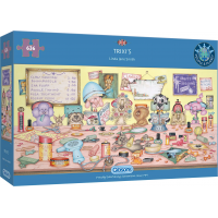 GIBSONS Panoramatické puzzle Psí salón Trixi 636 dielikov