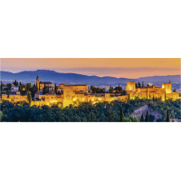 EDUCA Panoramatické puzzle Západ slnka v Španielsku: Alhambra, Granada 1000 dielikov