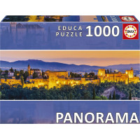 EDUCA Panoramatické puzzle Západ slnka v Španielsku: Alhambra, Granada 1000 dielikov