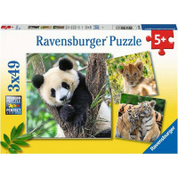 RAVENSBURGER Puzzle Panda, tiger a lev 3x49 dielikov
