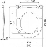 WC sedátko samozatvárací SLIM - 45x36 cm