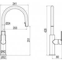 Kuchynská drezová batéria DITA s výsuvnou sprchou - chrómová
