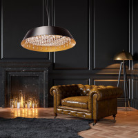 Stropné LED krištáľové svietidlo DISH - 20W - čierne/zlaté