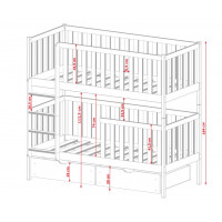 Detská poschodová posteľ z masívu borovice MICHAELA so šuplíkmi - 200x90 cm - BIELA