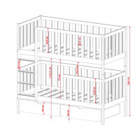 Detská poschodová posteľ z masívu borovice MICHAELA so šuplíkmi - 200x90 cm - ŠEDÁ