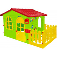 MOCHTOYS Detský záhradný domček s plotom a tabuľou