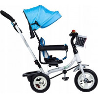 ECOTOYS Trojkolka so strechou a vodiacou tyčou modrá