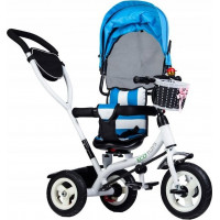 ECOTOYS Trojkolka so strechou a vodiacou tyčou modrá