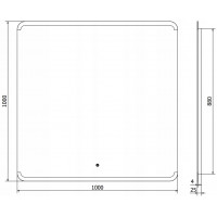 Štvorcové zrkadlo MEXEN NIDA 100x100 cm - s LED podsvietením a vyhrievaním, 9806-100-100-611-00
