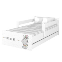 Detská posteľ MAX - 200x90 cm - HROŠÍK INDIÁN - biela