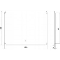 Obdĺžnikové zrkadlo MEXEN NIDA 100x80 cm - s LED podsvietením a vyhrievaním, 9806-100-080-611-00