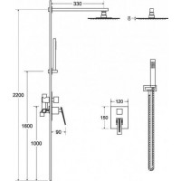 Podomietkový sprchový set SLIM ASPIRA II - chróm