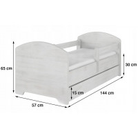 Detská posteľ OSKAR -140x70 cm - BEZ MOTÍVU - tmavo šedá