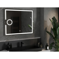 Obdĺžnikové zrkadlo MEXEN ONYX 100x80 cm - s LED podsvietením, zväčšovacou lupou a vyhrievaním, 9813-100-080-611-00