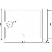 Obdĺžnikové zrkadlo MEXEN ONYX 100x80 cm - s LED podsvietením, zväčšovacou lupou a vyhrievaním, 9813-100-080-611-00
