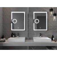 Obdĺžnikové zrkadlo MEXEN ONYX 60x80 cm - s LED podsvietením, zväčšovacou lupou a vyhrievaním, 9813-060-080-611-00