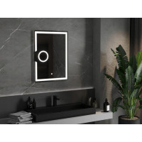 Obdĺžnikové zrkadlo MEXEN ONYX 60x80 cm - s LED podsvietením, zväčšovacou lupou a vyhrievaním, 9813-060-080-611-00