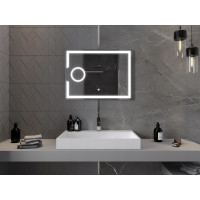 Obdĺžnikové zrkadlo MEXEN ONYX 80x60 cm - s LED podsvietením, zväčšovacou lupou a vyhrievaním, 9813-080-060-611-00