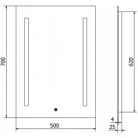 Obdĺžnikové zrkadlo MEXEN REMI 50x70 cm - s LED podsvietením a vyhrievaním, 9804-050-070-611-00