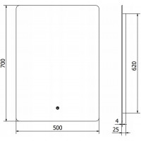 Obdĺžnikové zrkadlo MEXEN SUN 50x70 cm - s LED podsvietením a vyhrievaním, 9807-050-070-611-00