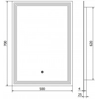 Obdĺžnikové zrkadlo MEXEN TACO 50x70 cm - s LED podsvietením a vyhrievaním, 9805-050-070-611-00