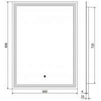 Obdĺžnikové zrkadlo MEXEN TACO 60x80 cm - s LED podsvietením a vyhrievaním, 9805-060-080-611-00