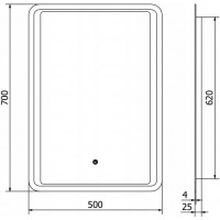 Obdĺžnikové zrkadlo MEXEN ZUSA 50x70 cm - s LED podsvietením a vyhrievaním, 9808-050-070-611-00