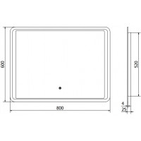 Obdĺžnikové zrkadlo MEXEN ZUSA 80x60 cm - s LED podsvietením a vyhrievaním, 9808-080-060-611-00