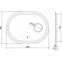 Oválne zrkadlo MEXEN UMBA 100x80 cm - s LED podsvietením, zväčšovacou lupou a vyhrievaním, 9822-100-080-611-00