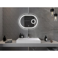 Oválne zrkadlo MEXEN UMBA 80x60 cm - s LED podsvietením, zväčšovacou lupou a vyhrievaním, 9822-080-060-611-00