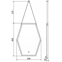 Závesné hexa zrkadlo MEXEN ORLA 60x80 cm - s LED podsvietením a vyhrievaním, 9815-060-080-611-70