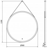 Závesné okrúhle zrkadlo MEXEN RENI 90 cm - s LED podsvietením a vyhrievaním, 9812-090-090-611-70