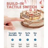 ROBOTIME Roker Svietiace 3D drevené puzzle Hracia skrinka: Parašutistická výsadková veža 184 dielikov