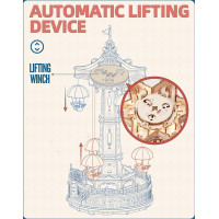 ROBOTIME Roker Svietiace 3D drevené puzzle Hracia skrinka: Parašutistická výsadková veža 184 dielikov