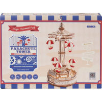 ROBOTIME Roker Svietiace 3D drevené puzzle Hracia skrinka: Parašutistická výsadková veža 184 dielikov