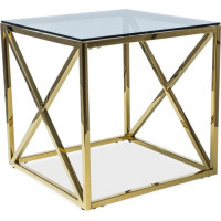 Konferenčný stolík ELOY 55x55 - dymové sklo/zlatý