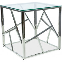 Konferenčný stolík EDGE B 55x55 - sklo/strieborný