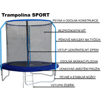 PIXINO Trampolína Sport 244 cm s ochrannou sieťou a rebríkom