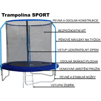 PIXINO Trampolína Sport 305 cm s ochrannou sieťou a rebríkom