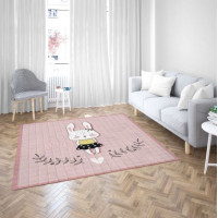 Detská prešívaná podložka KRÁLIČICA - 120x120 cm - ružová