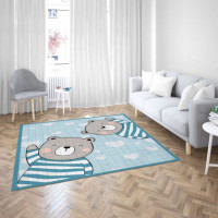 Detská prešívaná podložka MACKO - 120x120 cm - modrá