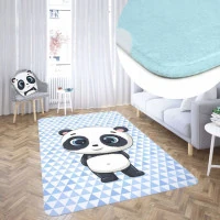 Detský penový koberec PANDA trojuholníky - 120x160 cm - modrý