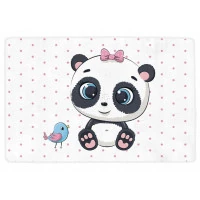 Detský penový koberec PANDA bodky - 100x150 cm - ružový