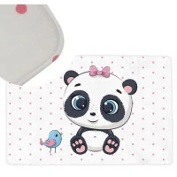 Detský penový koberec PANDA bodky - 100x150 cm - ružový
